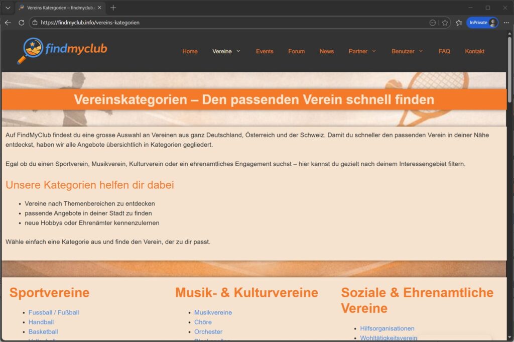 Verein nach Kategorie suchen